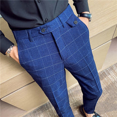 Costume de pantalon crayon élégant et ajusté pour témoin de mariage, style coréen et britannique classique à carreaux
