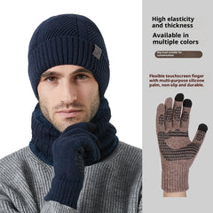 Nouvel ensemble d'hiver pour homme composé d'un bonnet, d'une écharpe et de gants épaissis
