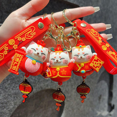 Maneki-neko Cartoon Keychain Soft Silicone Doll Pendant