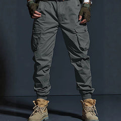 Pantalon de travail ajusté à poches multiples pour homme