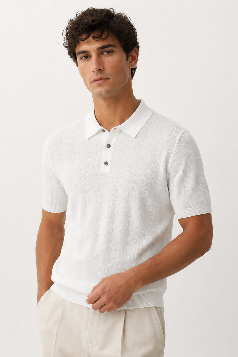 Polo décontracté tricoté à manches courtes pour homme