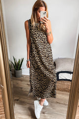 Luxury Leopard Print Sleeveless Maxi Dress Modern & Trendy Statement Piece Charming Dress
