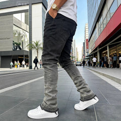 Jean pour hommes délavé en dégradé, style streetwear