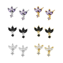 S925 Silver Needle Stud Earrings With Zircon Butterfly Design