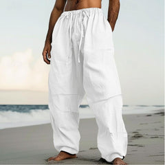 Pantalon de plage à jambes droites, de couleur unie, confortable et adapté au quotidien et au streetwear