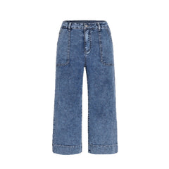French-style Slimming Straight-leg Cropped Wide-leg Pants