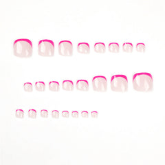 Simple French Rose Red Foot Removable Fake Nails