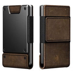 Metal And Leather Pull-Out Mens Wallet
