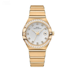 Simple Calendar Diamond Quartz Womens Watch