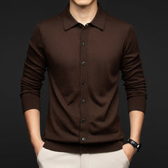Mens Casual Commuter-style Solid-color Wool Sweater