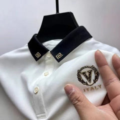 T-shirt à col rabattu à manches courtes, polo polyvalent pour homme