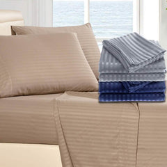 4-Piece: 1800 Series Brushed Microfiber Dobby Striped Sheet Set