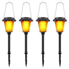 4-Piece: Solar Torch Outdoor Light with Flickering Flame