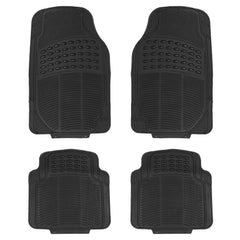 4-Pieces: Heavy Duty PVC Rubber Automotive Floor Mats with Trimmable Design