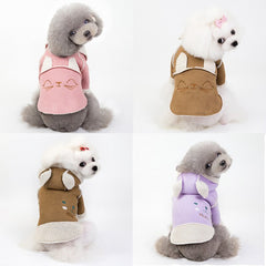 Ropa bonita para perros y gatos, chaqueta Teddy de terciopelo de imitación de piel de ciervo con solapa