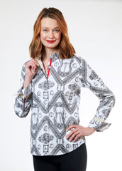 Rome Shirt Blk White Buckle Print