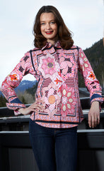 Rome Shirt Pink Black Maze Print