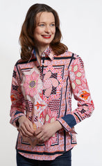 Rome Shirt Pink Black Maze Print