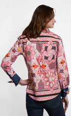 Rome Shirt Pink Black Maze Print