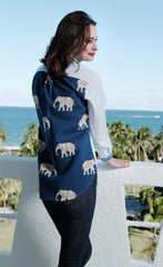 Chesapeake Hi Lo Top with Navy Ground Ellies on The Back