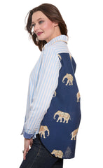 Chesapeake Hi Lo Top with Navy Ground Ellies on The Back