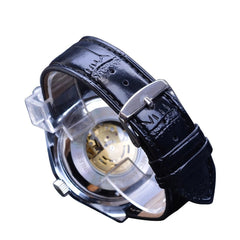Business-Casual Blue Glass Hollowed-Out Large-Dial Automatic Mechanical Watch