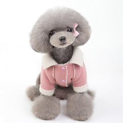 Ropa bonita para perros y gatos, chaqueta Teddy de terciopelo de imitación de piel de ciervo con solapa