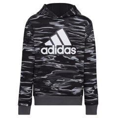 adidas Boys Long Sleeve Camo Print Hoodie Black 4