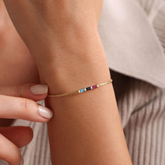 Birthstone Micro-paved Gold-plated Clavicle Necklace