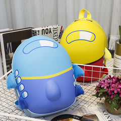 Mochila escolar infantil al por mayor con dibujos animados para jardín de infancia, pequeña aeronave, carcasa rígida, impermeable, tipo cáscara de huevo, doble asa