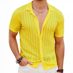 Chemise d'homme estivale légère à motif ajouré