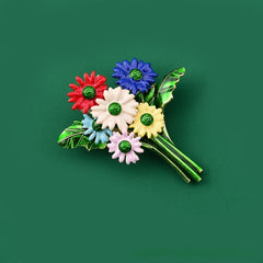 Plant And Flower Series Colorful Little Daisy Brooch