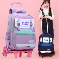 Sac à dos à roulettes pour enfants, léger, avec bretelles rembourrées, résistant à l’usure, grande capacité, protection de la colonne vertébrale et imperméable