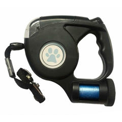 4.5M LED Flashlight Extendable Retractable Pet Dog Leash Lead with Garbage Bag