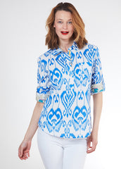 Cannes Popover bleu et blanc ikat