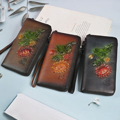 Long Wallet Fashion Embossed Zipper Clutch Purse Phone Bag