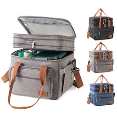 Double-layer High-capacity Lunch Bag With Thermal Insulation For Picnics