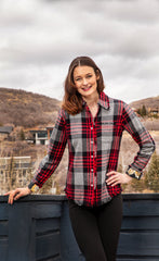 Cape Cod Tunic Grey Red Flannel Yarndye