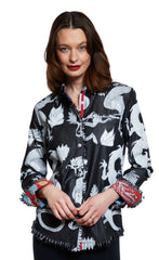 Cape Cod Tunic Black denim With White Dragons