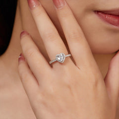 Love-Heart Moissanite 925 Silver Platinum-Plated Ring For Women