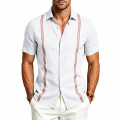 Mens Casual Linen Short-sleeve Shirt