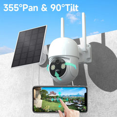 2PK 4MP Wireless WiFi Solar Powered Camera Outdoor Security Camera Pan/Tilt