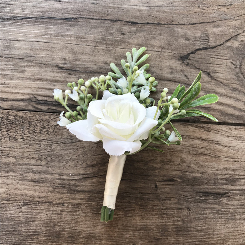 Prendedor floral de tela coreana para novio y novia, pequeños capullos de rosa, flor de seda, antes de la boda