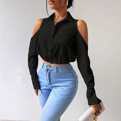 Cardigan pour femme à revers boutonné, au design de blouse sophistiquée