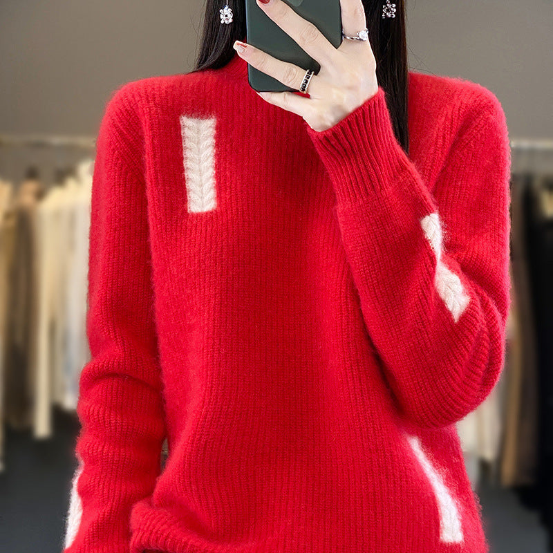 Pull en maille tendance à col montant pour femme