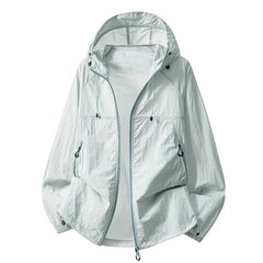 Mens Summer Hooded Sun-Protective Lightweight Jacket