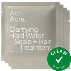 hard water scalp treatment packaging with brand logo and clean badge