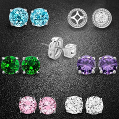 5-Pair: Swarovski Crystal Interchangeable Halo Stud Earrings