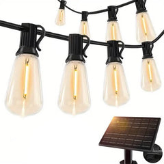 50 Ft. Solar String Outdoor Lights with Remote ST38 Vintage Edison Bulbs