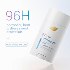Dove Clinical + Care Antiperspirant Deodorant Invisible Solid Stick for Women Original Clean with Nourishing Serum 2.6 oz